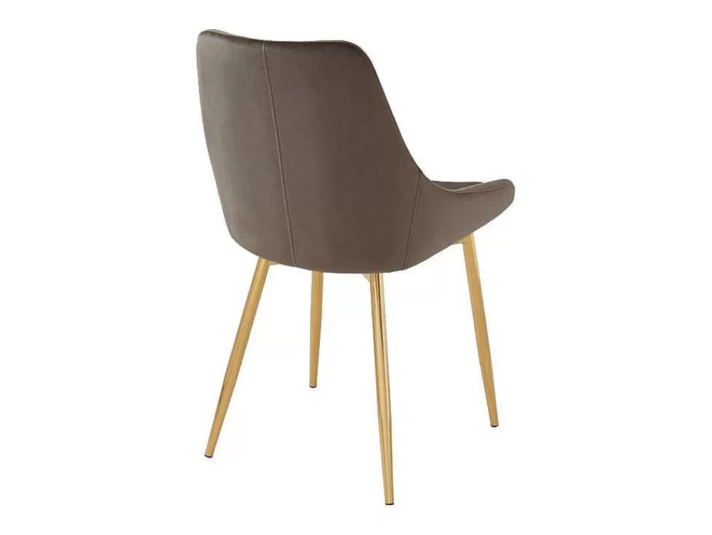Cadeira*Vente-unique Conjunto De 2 Cadeiras Em Veludo E Metal Dourado Cor Taupe - Masurie