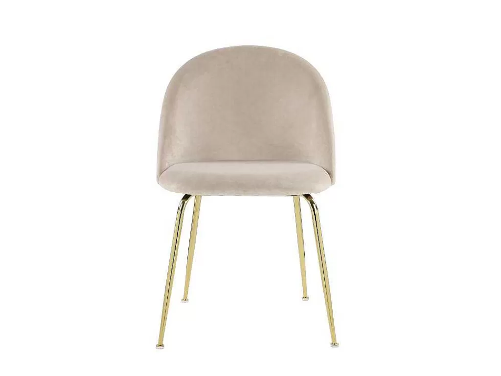 Cadeira*Vente-unique Conjunto De 2 Cadeiras Melbourne - Veludo E Metal Dourado - Bege