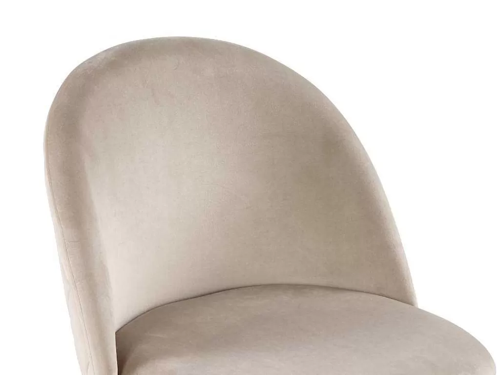Cadeira*Vente-unique Conjunto De 2 Cadeiras Melbourne - Veludo E Metal Dourado - Bege