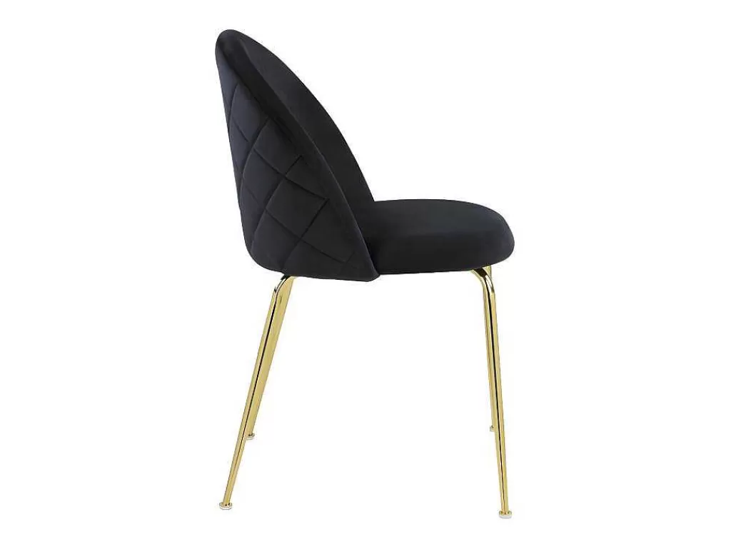 Cadeira*Vente-unique Conjunto De 2 Cadeiras Melbourne - Veludo E Metal Dourado - Preto