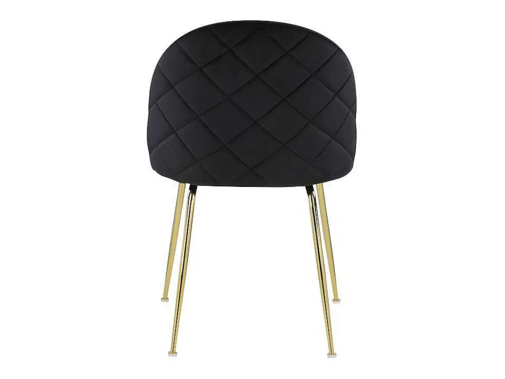 Cadeira*Vente-unique Conjunto De 2 Cadeiras Melbourne - Veludo E Metal Dourado - Preto