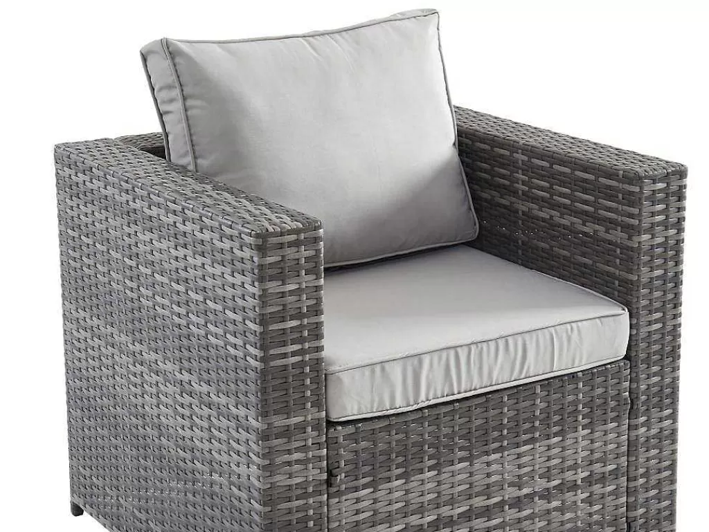 Conjunto Relax De Jardim*MYLIA Conjunto De 2 Cadeiroes De Jardim Em Resina Entrancada Cinzento - Anori