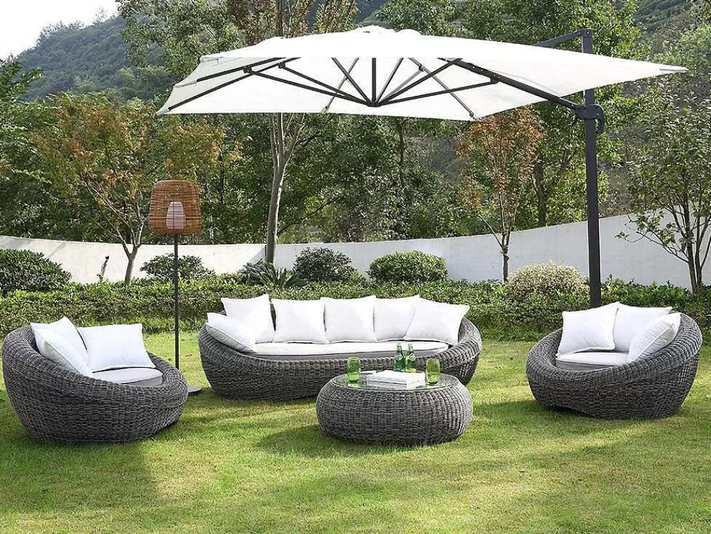 Conjunto Relax De Jardim*MYLIA Conjunto De 2 Cadeiroes De Jardim Em Resina Entrancada Cor Cinza - Whiteheaven