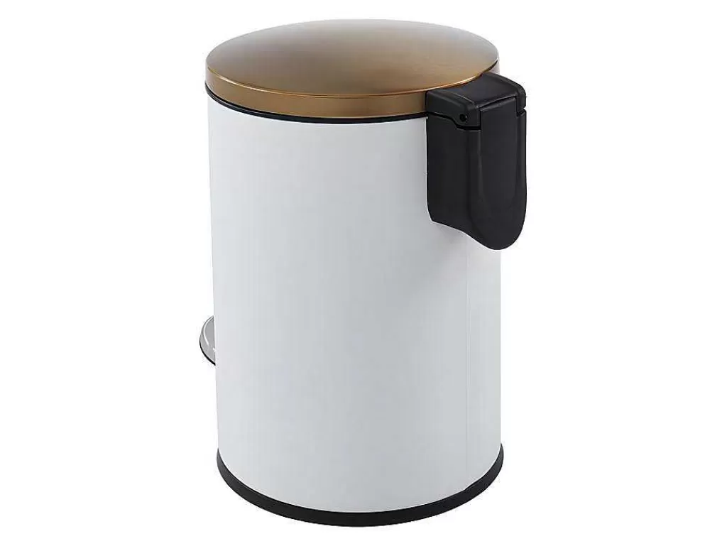 Acessórios E Arrumação De Cozinha*OZAIA Conjunto De 2 Caixotes Do Lixo Com Pedal Em Inox De 30 L E 3 L Cor Branco E Dourado - Pira