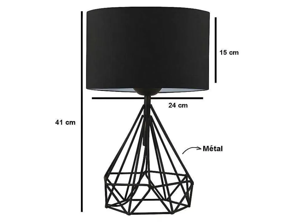 Candeeiro De Mesa*OZAIA Conjunto De 2 Candeeiros De Mesa Em Metal Cor Preto E Abajur Em Tecido De A. 41 Cm - Anaia