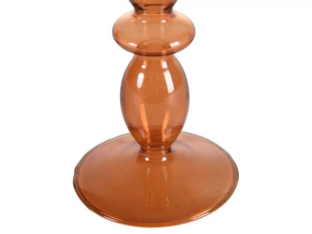 Castiçais Decorativos E Velas*OZAIA Conjunto De 2 Castiçais A. 21 E 18,5 Cm Vidro Laranja - Kandie