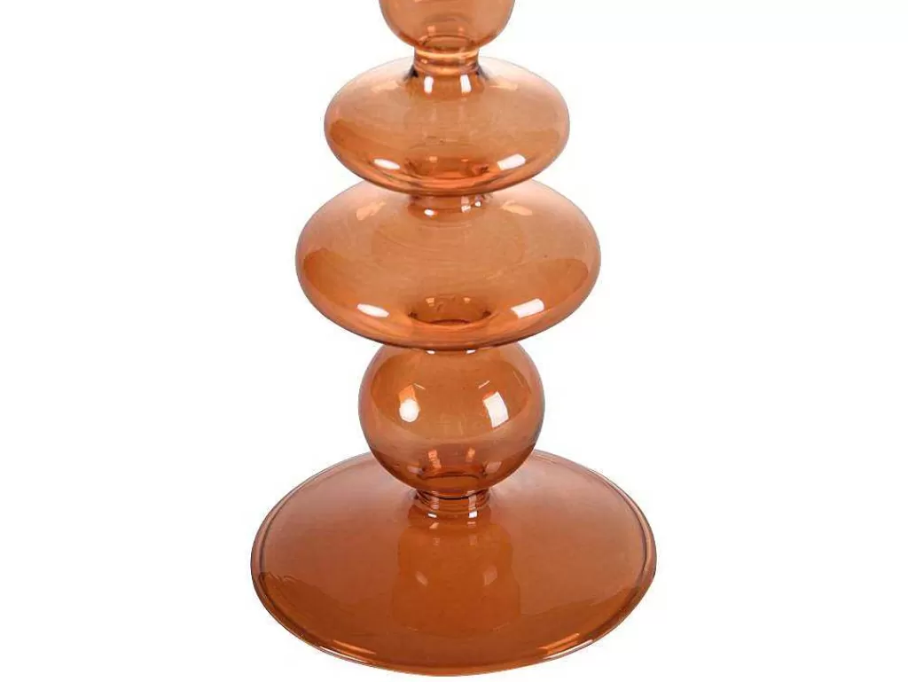 Castiçais Decorativos E Velas*OZAIA Conjunto De 2 Castiçais A. 21 E 18,5 Cm Vidro Laranja - Kandie