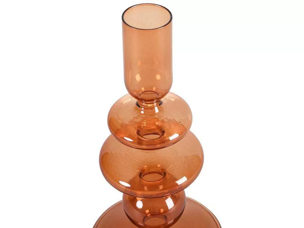 Castiçais Decorativos E Velas*OZAIA Conjunto De 2 Castiçais A. 21 E 18,5 Cm Vidro Laranja - Kandie