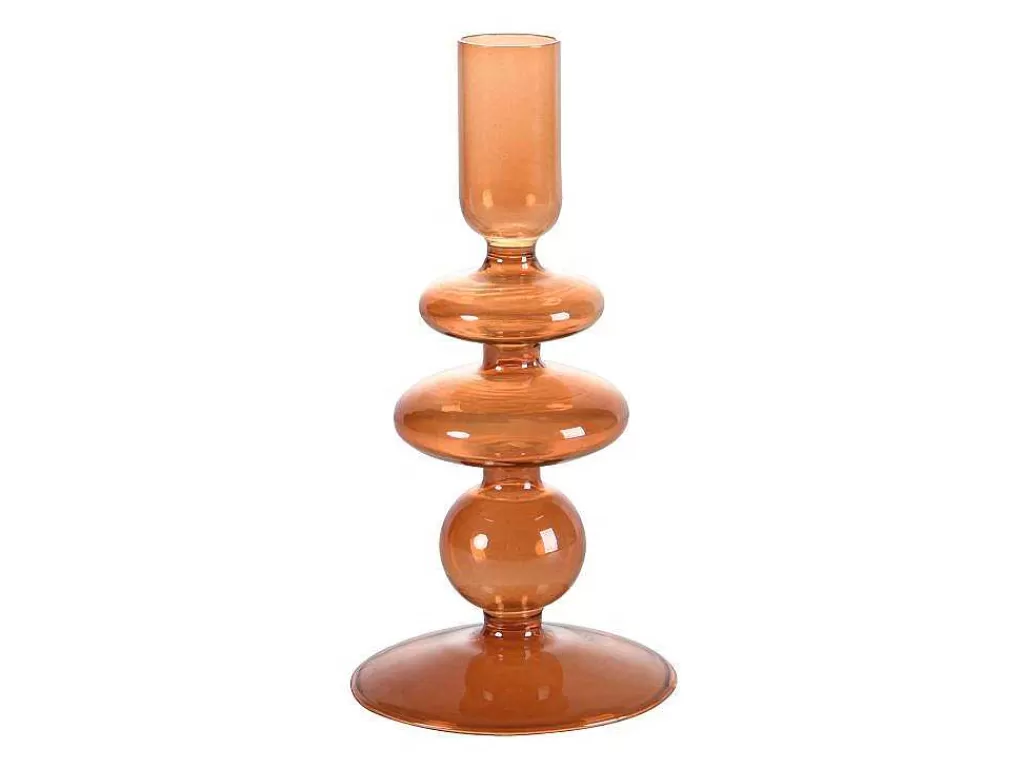 Castiçais Decorativos E Velas*OZAIA Conjunto De 2 Castiçais A. 21 E 18,5 Cm Vidro Laranja - Kandie