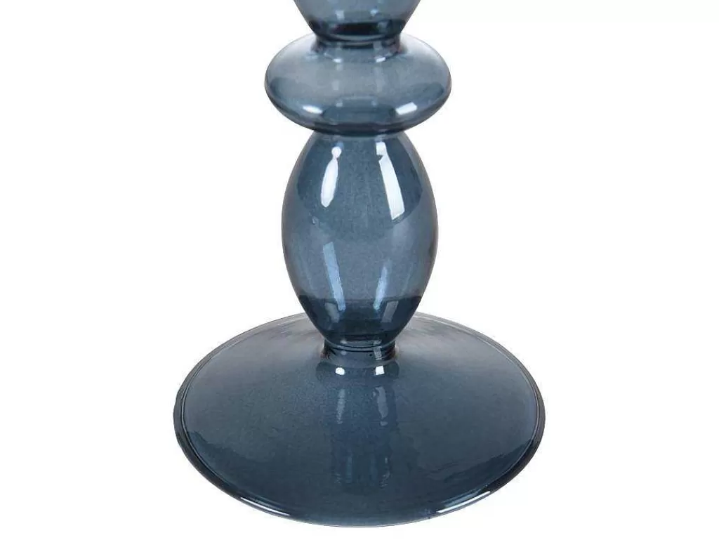 Castiçais Decorativos E Velas*OZAIA Conjunto De 2 Castiçais D. 9 X A. 21 Cm E D. 9 E A. 18,5 Cm Vidro Azul - Kandie