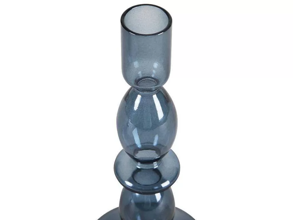 Castiçais Decorativos E Velas*OZAIA Conjunto De 2 Castiçais D. 9 X A. 21 Cm E D. 9 E A. 18,5 Cm Vidro Azul - Kandie