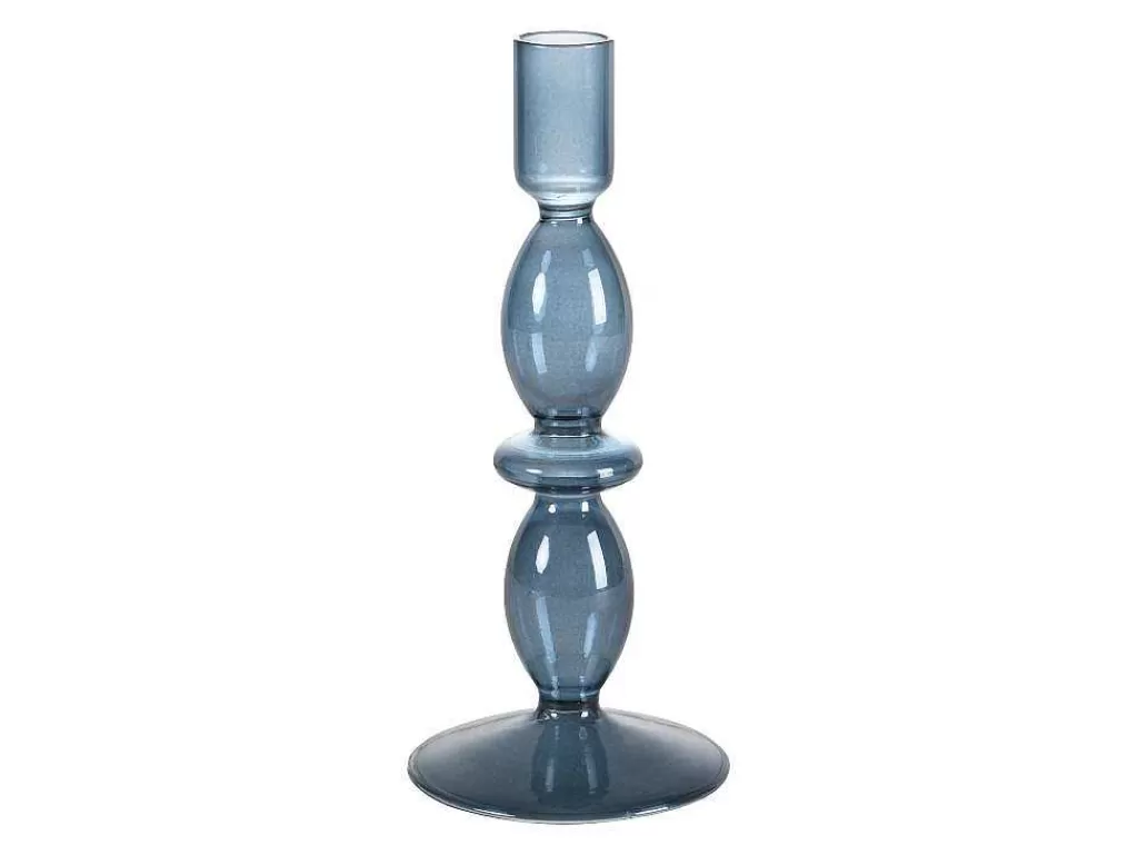 Castiçais Decorativos E Velas*OZAIA Conjunto De 2 Castiçais D. 9 X A. 21 Cm E D. 9 E A. 18,5 Cm Vidro Azul - Kandie