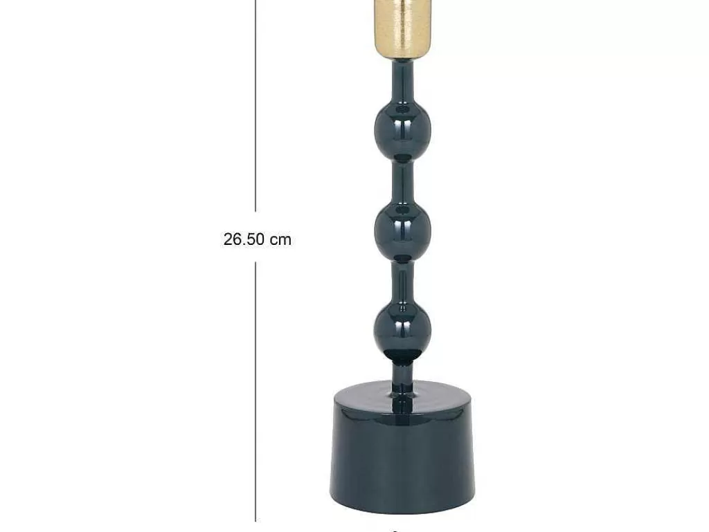 Castiçais Decorativos E Velas*OZAIA Conjunto De 2 Castiçais Em Aluminio Esmaltado A. 26,5 Cm X A. 22 Cm Azul-Esverdeado - Parina