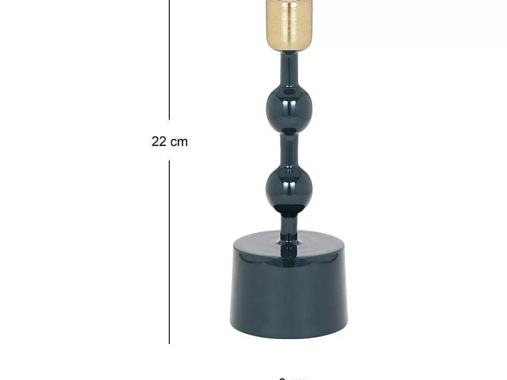 Castiçais Decorativos E Velas*OZAIA Conjunto De 2 Castiçais Em Aluminio Esmaltado A. 26,5 Cm X A. 22 Cm Azul-Esverdeado - Parina