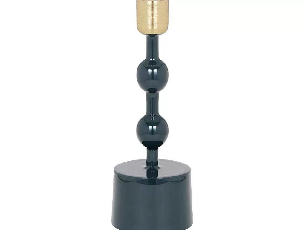 Castiçais Decorativos E Velas*OZAIA Conjunto De 2 Castiçais Em Aluminio Esmaltado A. 26,5 Cm X A. 22 Cm Azul-Esverdeado - Parina