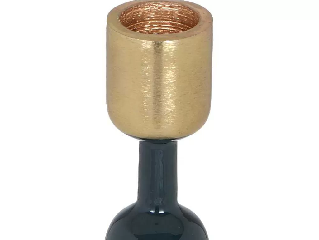 Castiçais Decorativos E Velas*OZAIA Conjunto De 2 Castiçais Em Aluminio Esmaltado A. 26,5 Cm X A. 22 Cm Azul-Esverdeado - Parina