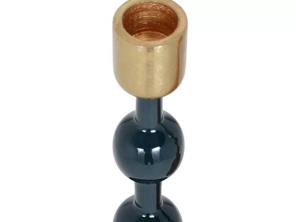Castiçais Decorativos E Velas*OZAIA Conjunto De 2 Castiçais Em Aluminio Esmaltado A. 26,5 Cm X A. 22 Cm Azul-Esverdeado - Parina