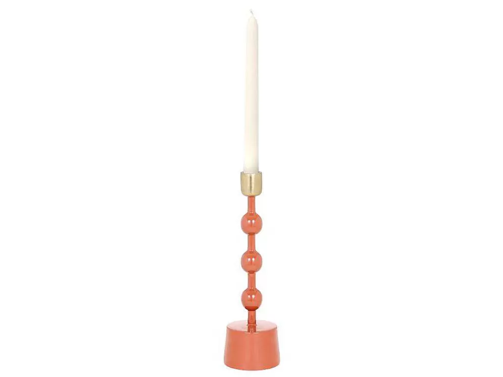 Castiçais Decorativos E Velas*OZAIA Conjunto De 2 Castiçais Em Aluminio Esmaltado A. 26,5 Cm X A. 22 Cm Terracota - Parina