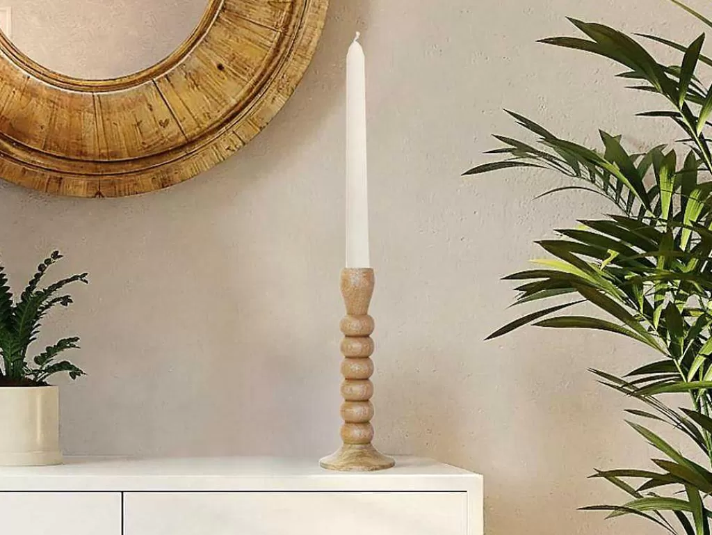 Promoções Decoração*OZAIA Conjunto De 2 Castiçais Em Madeira De Mangueira A.23 Cm Natural - Fainin