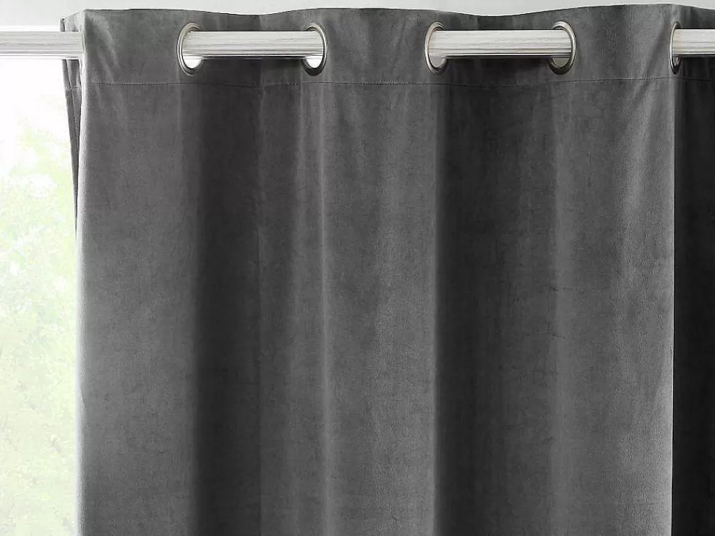 Têxtil De Casa*OZAIA Conjunto De 2 Cortinas Em Veludo 140 X 260 Cm Cinza - Ahtari
