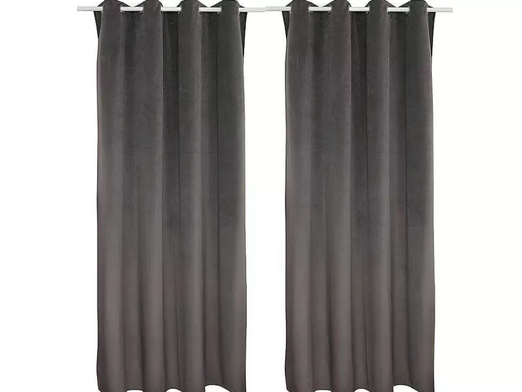 Têxtil De Casa*OZAIA Conjunto De 2 Cortinas Luxe - Veludo De Poliester - 140X260 Cm - Cinza