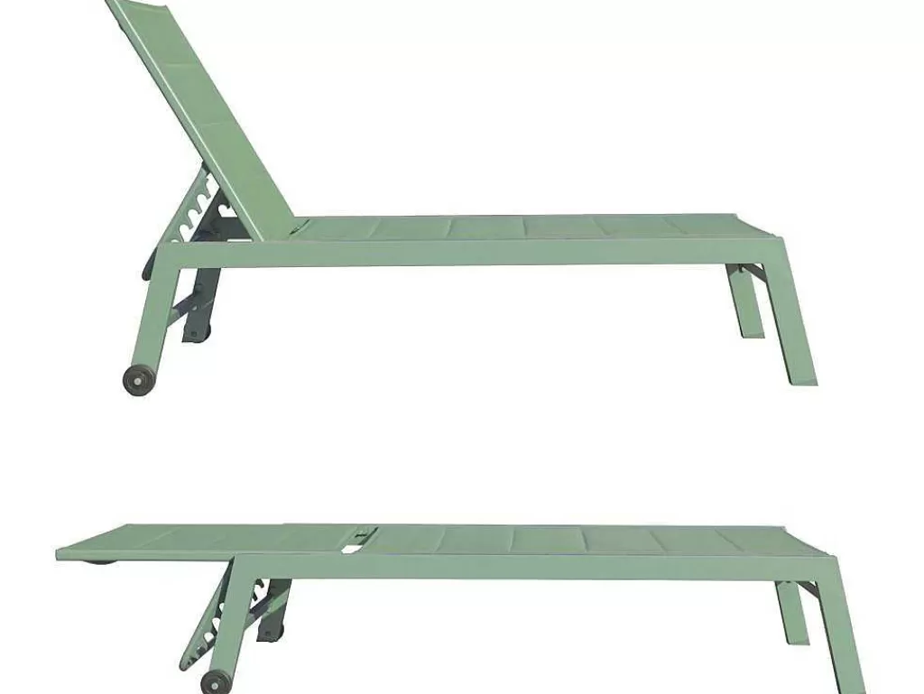 Espreguiçadeira*Happy Garden Conjunto De 2 Espreguiçadeiras Barbados Em Salvia Verde Têxtilene - Aluminio Salvia Verde