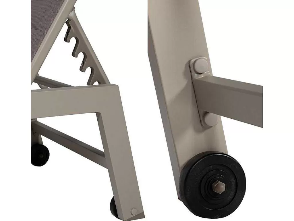Espreguiçadeira*Happy Garden Conjunto De 2 Espreguiçadeiras Barbados Em Taupe Têxtilene - Taupe Aluminium