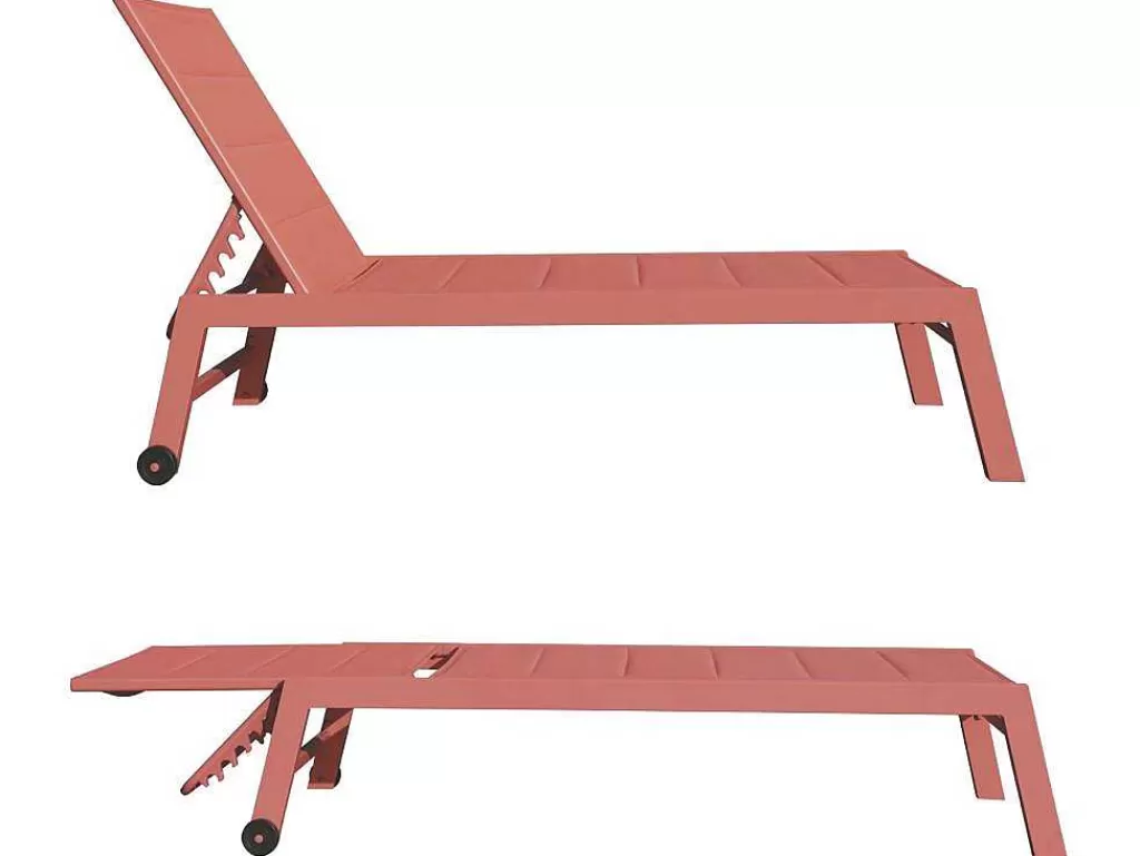 Espreguiçadeira*Happy Garden Conjunto De 2 Espreguiçadeiras Barbados Em Terracota Têxtilene - Terracota De Aluminio