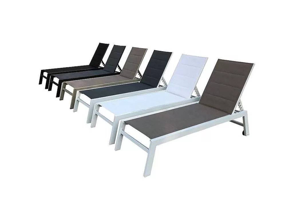 Espreguiçadeira*Happy Garden Conjunto De 2 Espreguiçadeiras Barbados Em Têxtileno Cinzento - Aluminio Branco