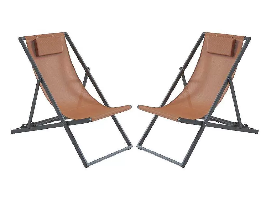 Espreguiçadeira*MYLIA Conjunto De 2 Espreguiçadeiras Chilenas Aluminio Terracota - Anilio De