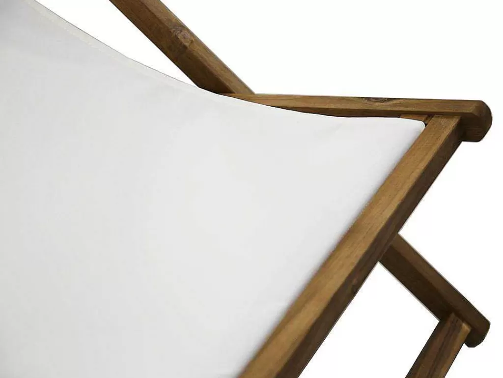 Espreguiçadeira*MYLIA Conjunto De 2 Espreguiçadeiras Chilenas Dobraveis Em Acacia Cor Branco E Natural - Prato