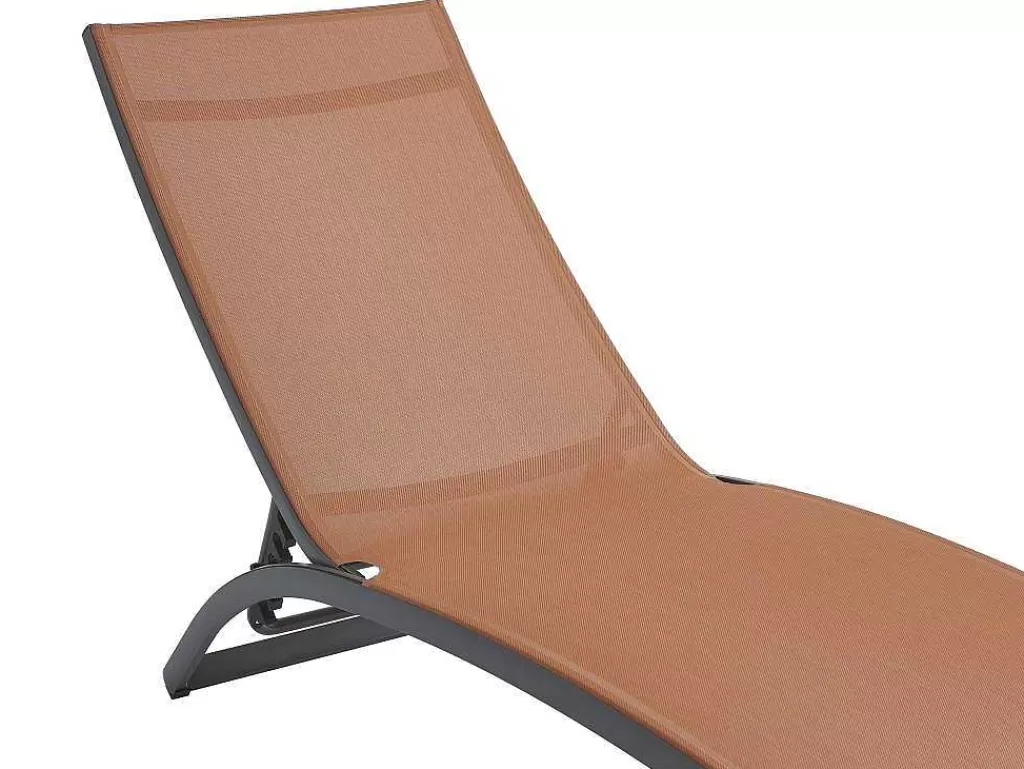 Espreguiçadeira*MYLIA Conjunto De 2 Espreguiçadeiras Com Varias Posicoes Aluminio E Têxtileno Terracota - Saranda De