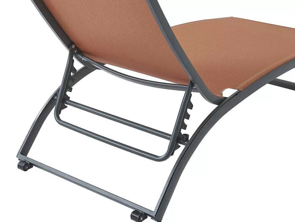Espreguiçadeira*MYLIA Conjunto De 2 Espreguiçadeiras Com Varias Posicoes Aluminio E Têxtileno Terracota - Saranda De