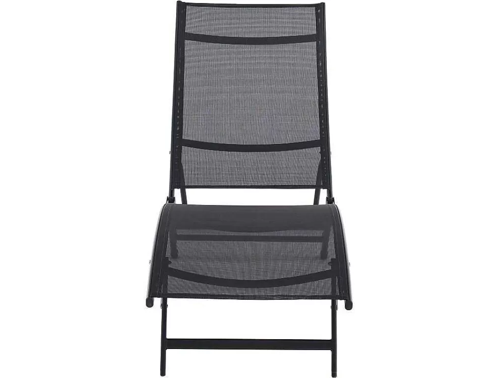 Espreguiçadeira*MYLIA Conjunto De 2 Espreguiçadeiras Empilhaveis Em Aluminio E Têxtileno Preto - Zensia