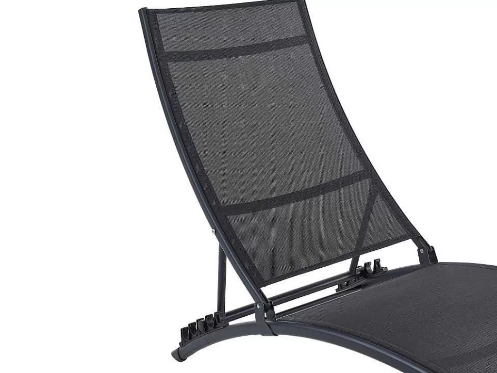 Espreguiçadeira*MYLIA Conjunto De 2 Espreguiçadeiras Empilhaveis Em Aluminio E Têxtileno Preto - Zensia