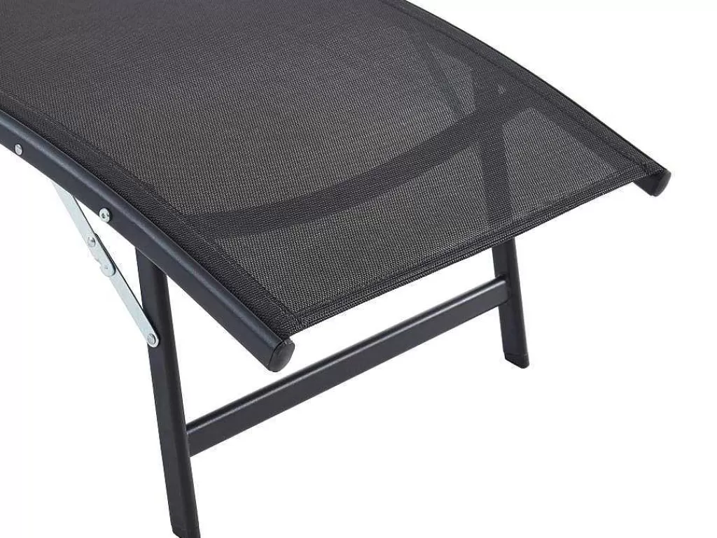 Espreguiçadeira*MYLIA Conjunto De 2 Espreguiçadeiras Empilhaveis Em Aluminio E Têxtileno Preto - Zensia