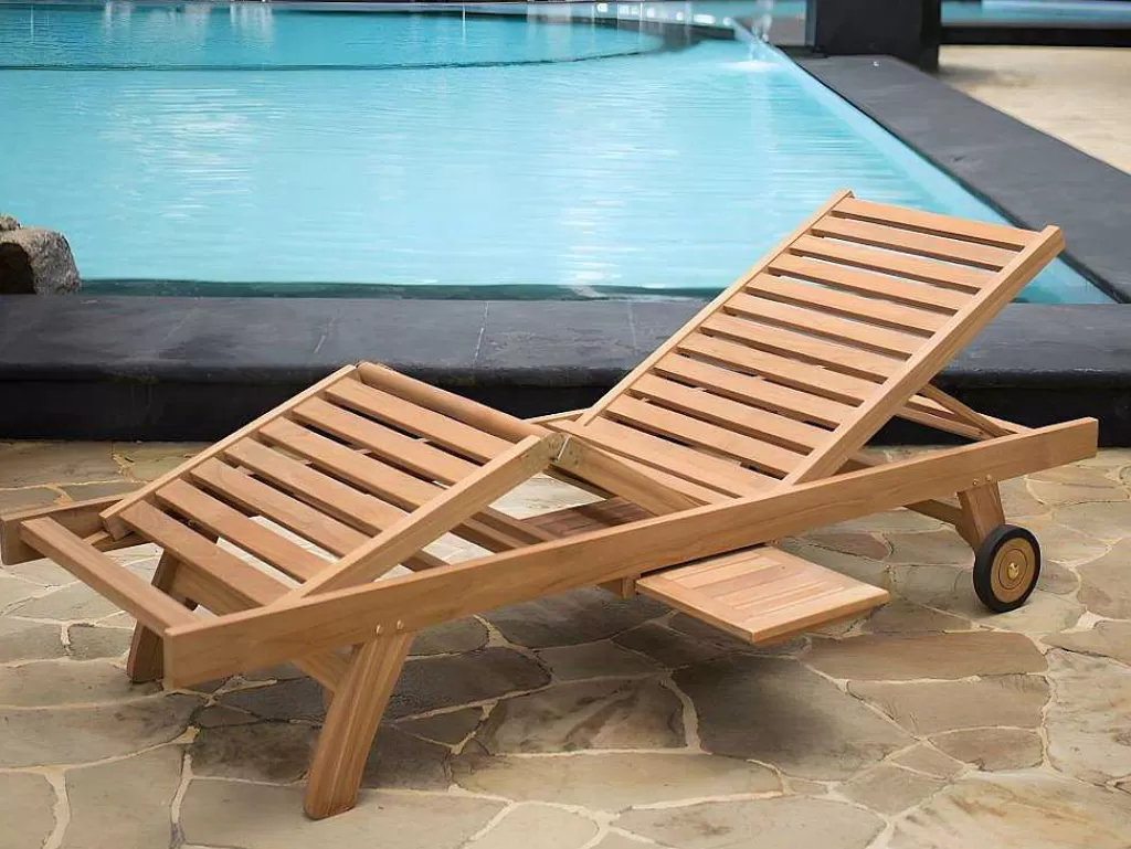 Espreguiçadeira*MYLIA Conjunto De 2 Espreguiçadeiras Multiposicoes Teca Natural Claro - Byblos Ii De