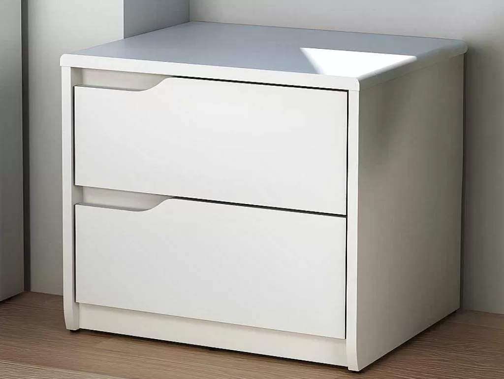 Mesa De Cabeceira*Vente-unique Conjunto De 2 Mesas De Cabeceira, 2 Gavetas, Mdf Branco - Lucile Ii