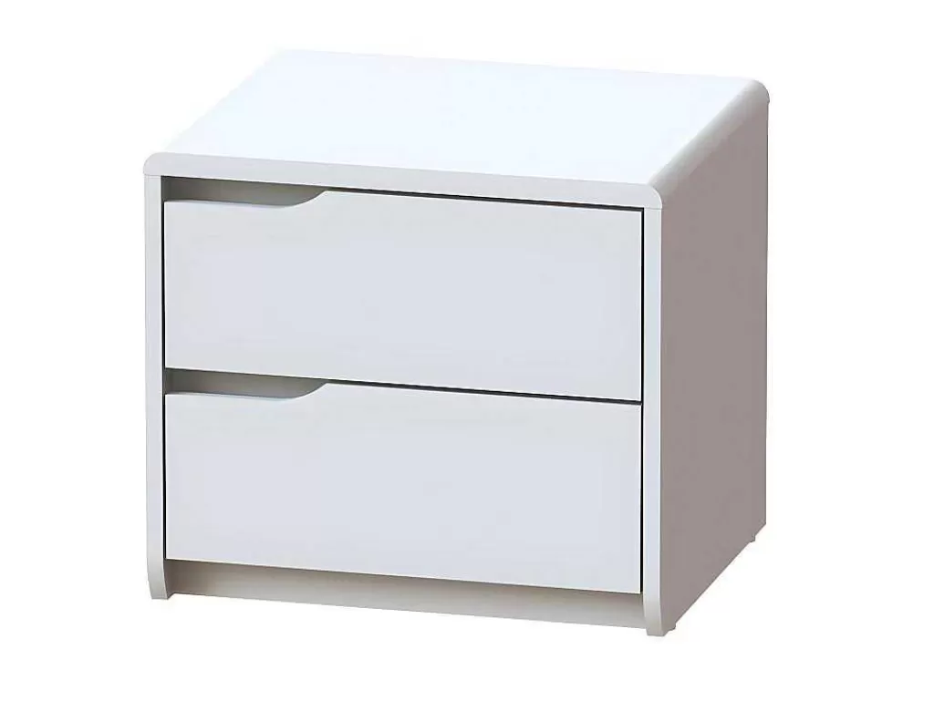 Mesa De Cabeceira*Vente-unique Conjunto De 2 Mesas De Cabeceira, 2 Gavetas, Mdf Branco - Lucile Ii