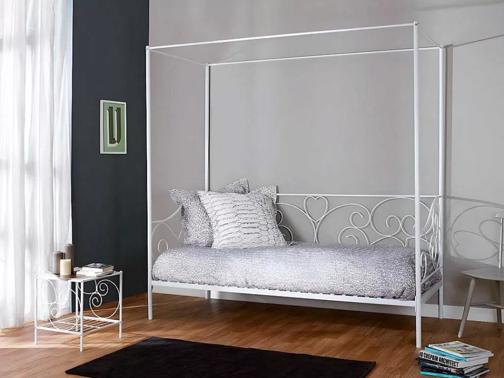 Mesa De Cabeceira*Vente-unique Conjunto De 2 Mesas De Cabeceira Romanticas, 1 Prateleira, Metal Branco - Vivian