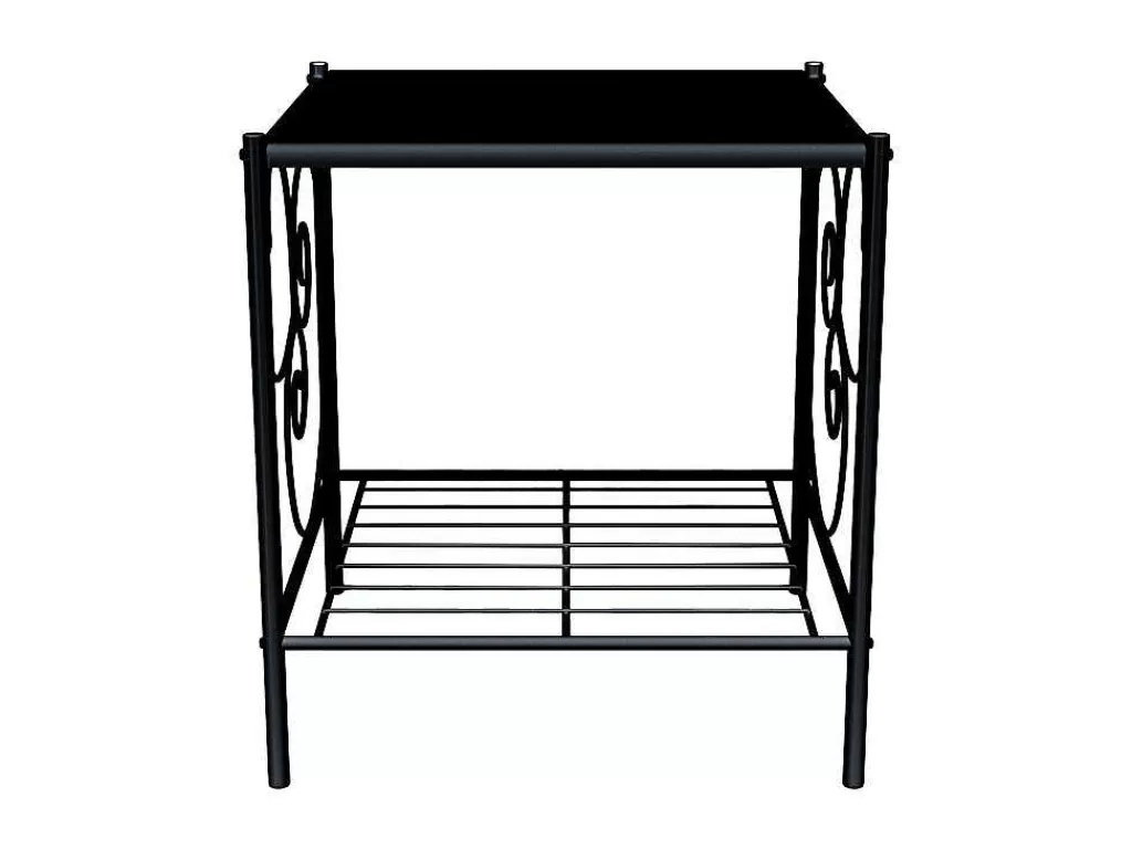 Móvel Para Quarto De Crianças*Vente-unique Conjunto De 2 Mesas De Cabeceira Romanticas, 1 Prateleira, Metal Preto - Vivian
