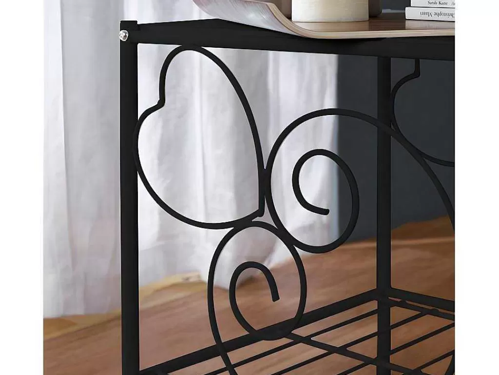 Móvel Para Quarto De Crianças*Vente-unique Conjunto De 2 Mesas De Cabeceira Romanticas, 1 Prateleira, Metal Preto - Vivian