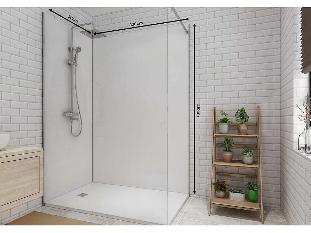 Painel De Parede Para Duche*Shower & Design Conjunto De 2 Paineis De Parede De Casa De Banho Com Perfis Incluidos De C. 90 X L. 120 X A. 210 Cm