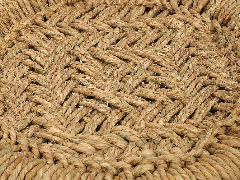 Puff*Vente-unique Conjunto De 2 Pufes Redondos Em Rotim Natural Claro - Mirtaka