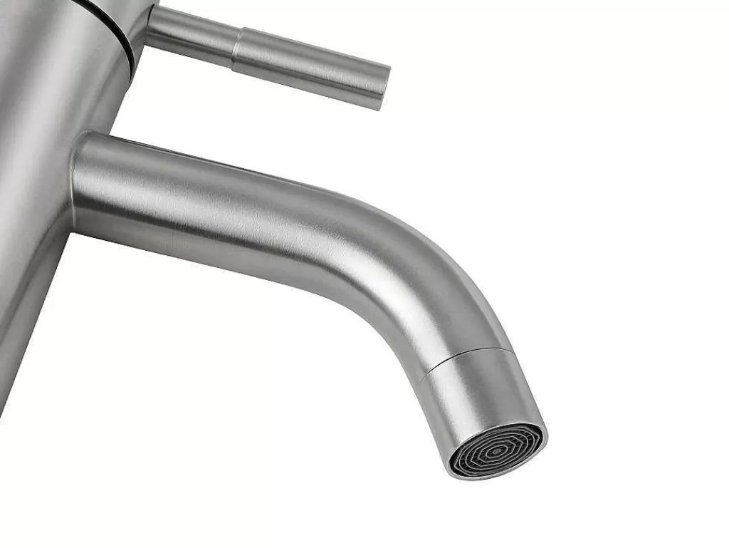 Torneira*Shower & Design Conjunto De 2 Torneiras Misturadoras Mecanicas Arredondadas Inox Cor Niquel Escovado A17 Cm - Salavan