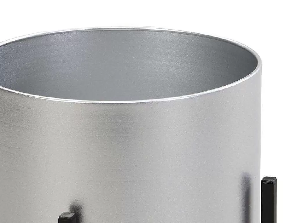 Objeto De Decoração Interior*OZAIA Conjunto De 2 Vasos Decorativos Com Pe Em Metal D25Xa39 Cm E D23Xa35,5 Cm Prateado E Preto - Edmee