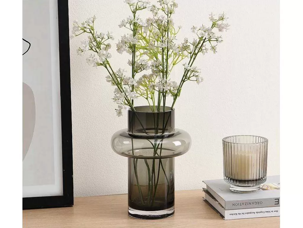 Objeto De Decoração Interior*OZAIA Conjunto De 2 Vasos Em Vidro De Cor A. 25 E A. 30 Cm Vidro Cinzento Fumado - Valoit