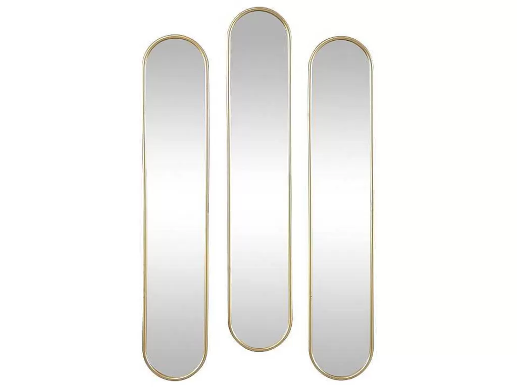 Espelhos*OZAIA Conjunto De 3 Espelhos Ovais Em Metal De L.23 X A.120 Cm Cor Dourado - Jaylen
