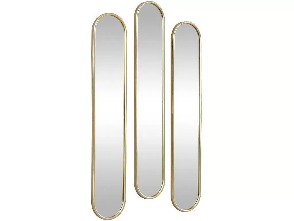 Espelhos*OZAIA Conjunto De 3 Espelhos Ovais Em Metal De L.23 X A.120 Cm Cor Dourado - Jaylen