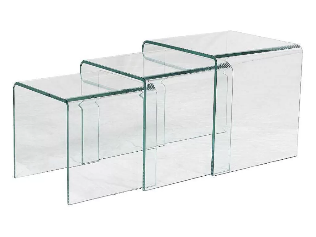 Mesa De Centro*Vente-unique Conjunto De 3 Mesas De Centro De Encaixar Minka - Vidro Temperado